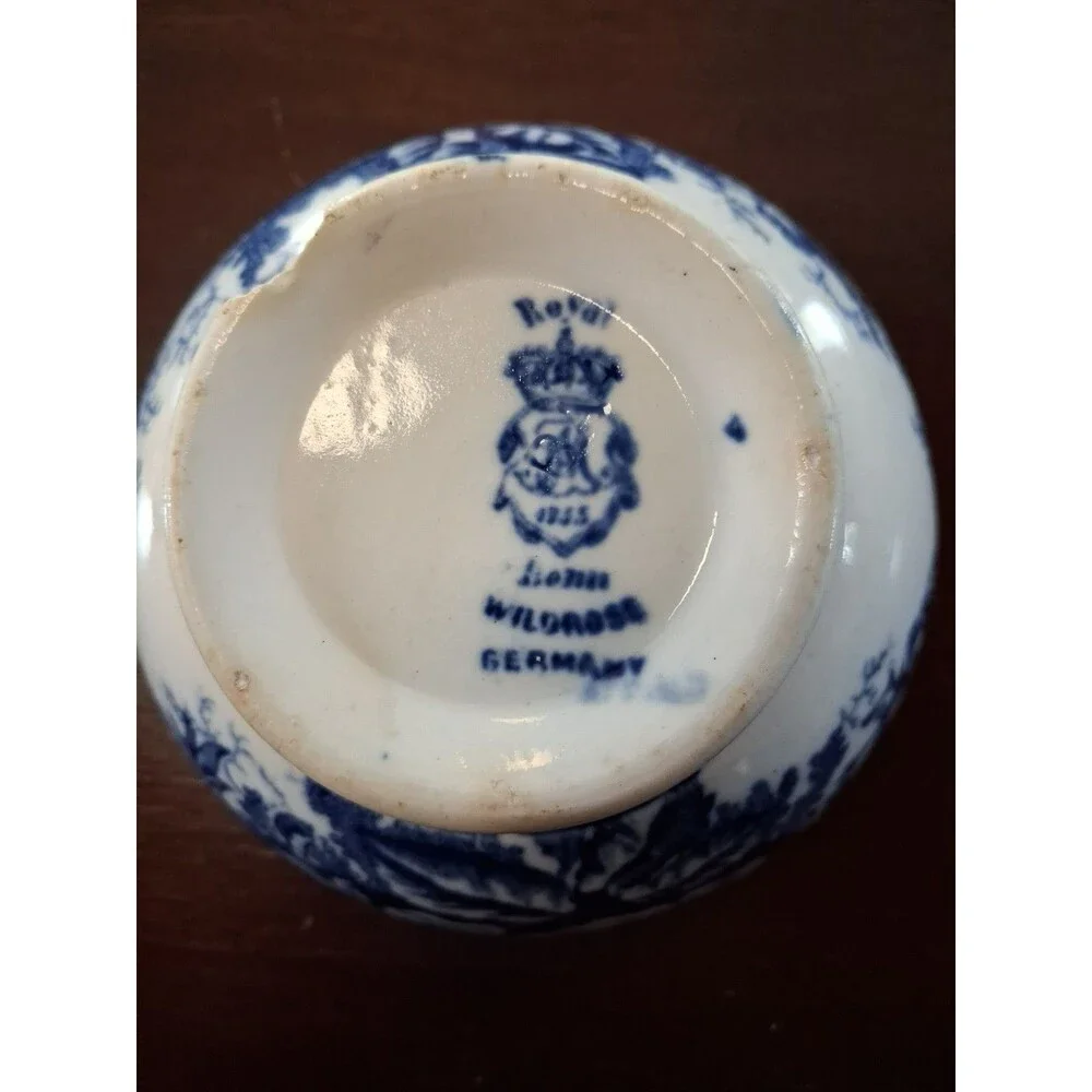 Antique 1800s Royal Bonn Germany WILDROSE Blue Transfer Ware 5